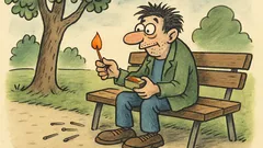 Vtip: Sedí blázen v parku a škrtá