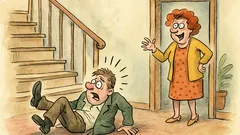 Vtip: Manžel zakopl na schodech…