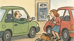Vtip: Přijede žena k bankomatu…