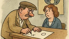 Vtip: Negramotný venkovan se podepisuje kolečkem