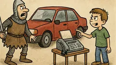 Vtip: Středověký člověk vidí auto: