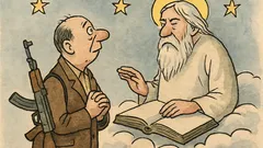 Vtip: Tvůrce kalašnikova přijde do nebe