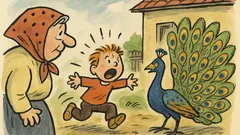 Vtip: Pepíček poprvé uvidí páva