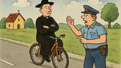 Vtip: Farář jel bez držení, anděl taky