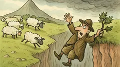 Vtip: Pastýř visí nad propastí…