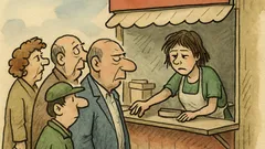 Vtip: Ve frontě u stánku řeknu…