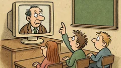 Vtip: Online hodina začala, učitel na obrazovce…