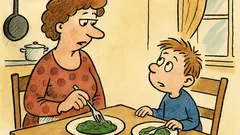 Vtip: Matka nutí syna jíst špenát...