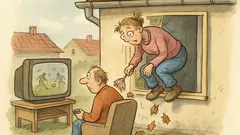 Vtip: Chlap kouká na fotbal, rána!