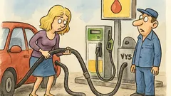 Vtip: Blondýnka tankuje u benzínky...