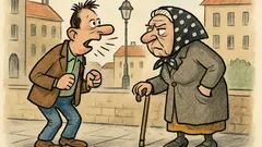 Vtip: Jde koktavý pán městem, potká prababičku