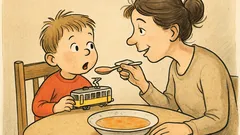 Vtip: Pepíček nechce jíst, hrají tramvaj