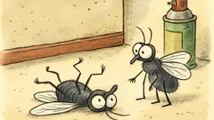 Vtip: Na zemi leží moucha a třepotá