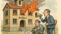 Vtip: Pozor, školní hlášení—škola hoří!