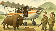 Vtip: Letadlo, dva lovci a dva bizony