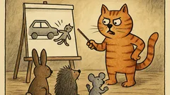 Vtip: Kocour přednáší o nehodovosti ve vesnici