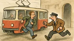 Vtip: Utíkám před revizorem v tramvaji