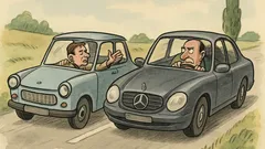 Vtip: Trabant předjíždí mercedes. „Znáš trabanta?“