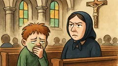 Vtip: Malý Bóba v kostele omdlévá