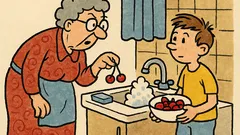 Vtip: Míšo, ty třešně jsou nějaké divné…