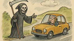 Vtip: Stopuje Smrťák a řidič mu říká „Teto?“