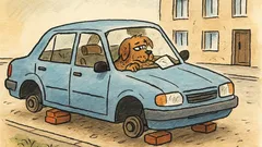 Vtip: Nechali psa hlídat auto…