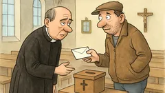 Vtip: V kostele zmizela pokladnička…