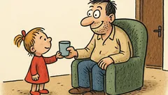 Vtip: Tatínek hlídá dcerku a pije vodu…