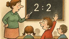Vtip: Paní učitelka píše na tabuli 2:2