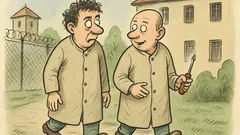 Vtip: Dva blázni na zahradě ústavu…