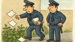 Vtip: Policajt hází papíry do kopřiv…